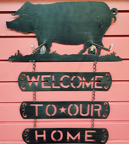 Doiron's - Metal Pig Welcome Sign