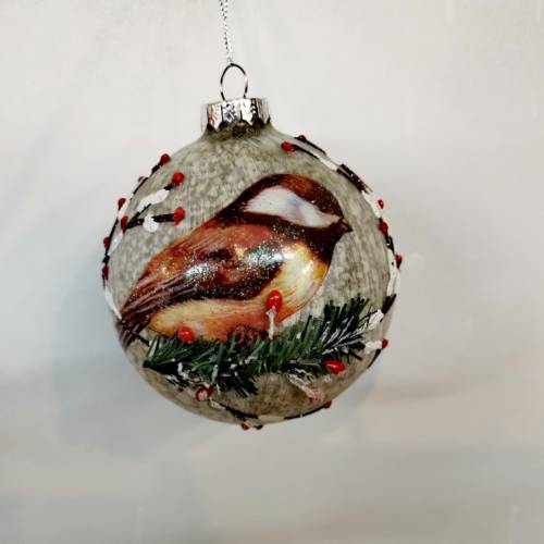 Doiron's - Glass Bird on Branch Ornament