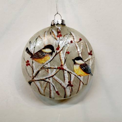 Doiron's - Frosted Glass Sparrows in Tree Ornament