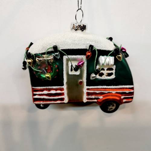 Doiron's Christmas Store -  Glass Camper Ornament